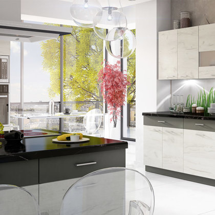 Kuchnia fronty laminowane kraft biały + grafit 