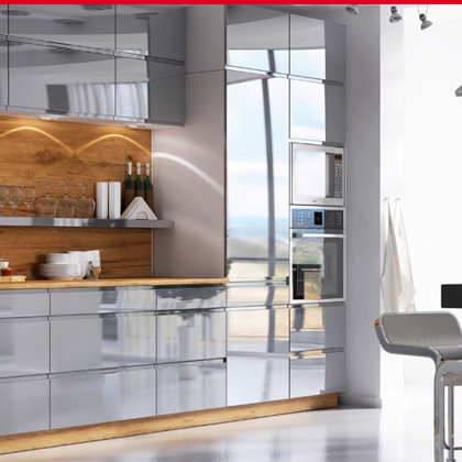 Kuchnia fronty lakierowane połysk uchwyt frezowany 